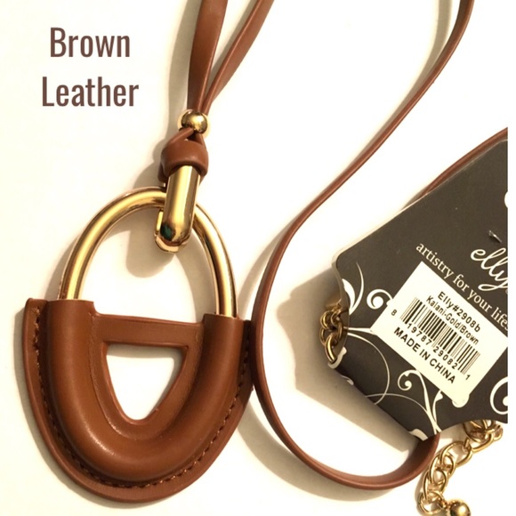 Long Leather Pendant Sweater Statement Necklace - Picture 4 of 5